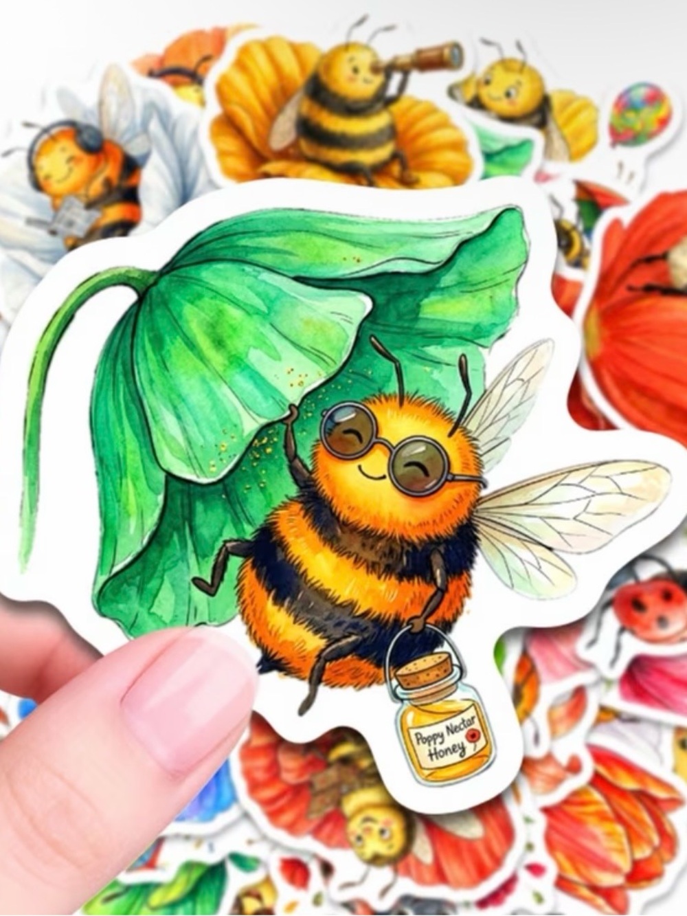 (50) Colorful Cute Cartoon Bee Stickers